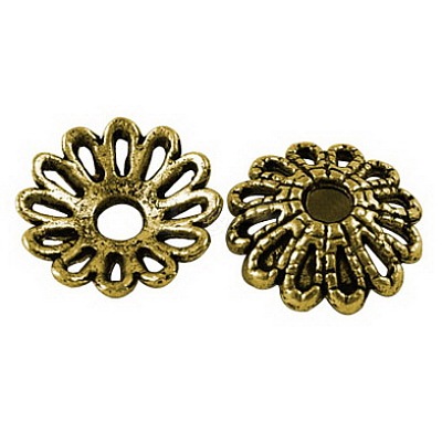 Tibetan Style Fancy Bead Caps TIBE-LF1413YKG-AG-LF-1
