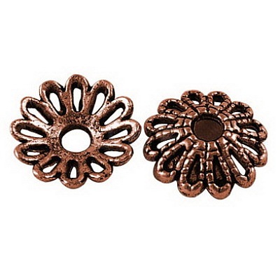 Tibetan Style Fancy Bead Caps TIBE-LF1413YKG-R-FF-1