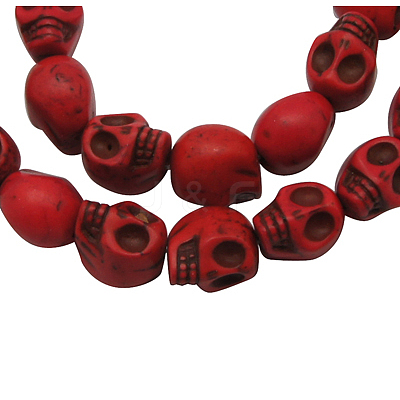 Halloween Skull Synthetic Howlite Beads TURQ-12X10-3-1