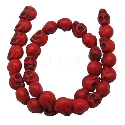 Halloween Skull Synthetic Howlite Beads TURQ-12X10-3-1