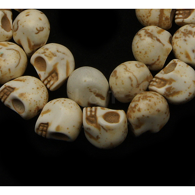 Halloween Skull Synthetic Magnesite Beads TURQ-12X10-5-1