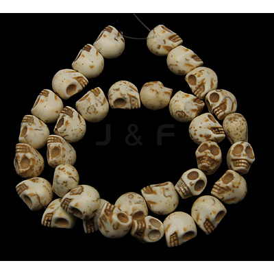 Halloween Skull Synthetic Magnesite Beads TURQ-12X10-5-1