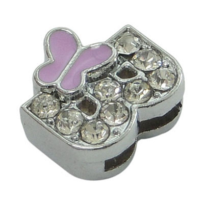 Alloy Rhinestone Initial Slide Beads ZP19-B-1
