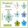 18Pcs 6 Colors Handmade Silver Foil Glass Lampwork Pendants PALLOY-YW00131-3