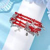 Red Glass Multi-Strand Beaded Bracelets BJEW-JB10709-2