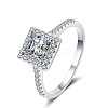 Square Rhodium Plated 925 Sterling Silver Pave 5.5mm Cubic Zirconia Finger Rings for Women WG02E28-23-5