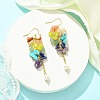 Natural & Synthetic Mixed Gemstone Chips & Shell Pearl Dangle Earrings EJEW-TA00274-3