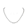 304 Stainless Steel Paperclip Chain Necklace with Toggle Clasp for Men Women NJEW-JN04139-4