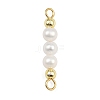 Natural Cultured Freshwater Pearl & Electroplate Non-magnetic Synthetic Hematite Round Beaded Connector Charms PALLOY-JF04364-2