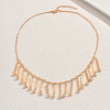 Iron Elegant Long Round Beaded Tassel Bib Necklaces for Women Party and Special Occasions WL5134-1