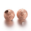 Round Brass Textured Beads X-KK-L129-27RG-1