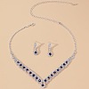 Teardrop Alloy Rhinestone Pendant Necklaces & Stud Earrings Sets FS-WG31B3E-03-1