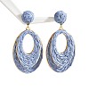 Oval Raffia Dangle Stud Earrings FS-WG8712C-06-2