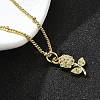 Brass Micro Pave Clear Cubic Zirconia Flower Pendant Necklaces for Women NJEW-A039-01B-G-3