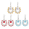 3Pairs Handmade Glass Seed Beads Teardrop Dangle Earrings EJEW-MZ00296-1