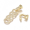 Brass Micro Pave Clear Cubic Zirconia Fold Over Clasps ZIRC-I038-29G-2