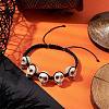 Synthetic Magnesite Skull Braided Bead Bracelets BJEW-JB10523-2