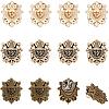 CHGCRAFT 12Pcs 3 Colors Alloy Shield Crown Brooch Pin JEWB-CA0001-17-1