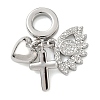 Brass Micro Pave Clear Cubic Zirconia European Dangle Charms KK-D502-13A-P-1