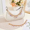 2Pcs Alloy Enamel Lilac Butterfly and Pink Flower Pendant Aluminum Bag Decorative Chains HJEW-BBC0001-38-4