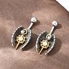 316 Stainless Steel Pave Clear Cubic Zirconia Curved Barbell Dangle Belly Rings AJEW-C044-02-3