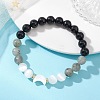 Natural Selenite & Labradorite & Black Tourmaline & Shell Beaded Stretch Bracelets for Women BJEW-JB13084-1