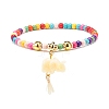 Elephant with Tassel Charm Bracelets Set for Women BJEW-JB07126-3