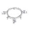 Tarnish Resistant 304 Stainless Steel Charm Bracelets BJEW-G544-04P-1