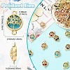 40Pcs 8 Colors Glass Flat Round with Tree of Life Links Connector Charms GLAA-YW0005-51-3
