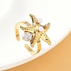 304 Stainless Steel Micro Pave Cubic Zirconia Plastic Pearl Cuff Rings RJEW-D310-02A-G-1