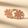 Brass Enamel Cuff Rings for Women RJEW-Q008-14G-01-4