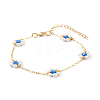 Shell Pearl & Acrylic Beads Flower Link Bracelets X1-BJEW-TA00003-03-1