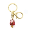 Fortune Cat Porcelain Pendant Keychain KEYC-G064-02D-1