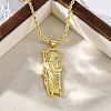 Brass Micro Pave Clear Cubic Zirconia Saint Jude Pendant Necklaces NJEW-C071-01A-G-2