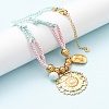 304 Stainless Steel Flower Cowboy Hat Pendant Polyester Cord Necklaces NJEW-C105-02G-1