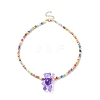 Acrylic Bear & Glass Seed Beaded Necklace for Women NJEW-JN03930-3