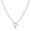 1Pc 304 Stainless Steel Chain & Brass Micro Pave Cubic Zirconia Letter Pendant Necklaces NJEW-LP0001-36D-G-1
