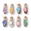 8Pcs 8 Styles Glass Wishing Bottle with Gemstone Chip Inside Pendants PALLOY-JF03012-1