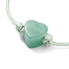 Natural Green Aventurine Heart Braided Cord Bracelet BJEW-JB07685-03-4
