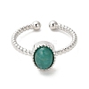 Natural Amazonite Open Cuff Ring RJEW-M166-04P-D-2