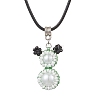 Glass Seed Beads & Glass Pearl Round Beaded Bear Pendant Waxed Cotton Cord Necklaces for Women Men NJEW-MZ00126-04-2