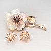 Rack Plating Brass Rhinestone Flower Cabochon Settings KK-L147-201-4