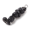 Gradient Color Natural Smoky Quartz & Natural Obsidian & Natural Labradorite Chip Beaded Pendants PALLOY-JF02791-07-4