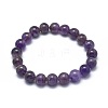 Natural Amethyst Bead Stretch Bracelets X-BJEW-K212-C-034-2