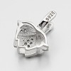 Trendy Rhodium Plated 925 Sterling Silver Micro Pave Cubic Zirconia Pinch Bails X-STER-M088-01-2