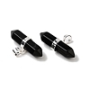 Natural Obsidian Double Terminal Pointed Pendants G-NH0001-15P-06-2