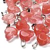Cherry Quartz Glass Pendants G-Z067-02P-07-1