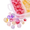 190Pcs 15 Style Frosted Spray Painted Glass Beads Strands GLAA-FS0001-27-4