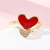 Brass Micro Pave Clear Cubic Zirconia Cuff Rings for Women RJEW-U047-24G-02-2