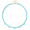 Adjustable 4MM Round and Teeardrop Synthetic Turquoise Beaded Necklace for Women Elegant Casual Jewelry Gift YO7964-2-1